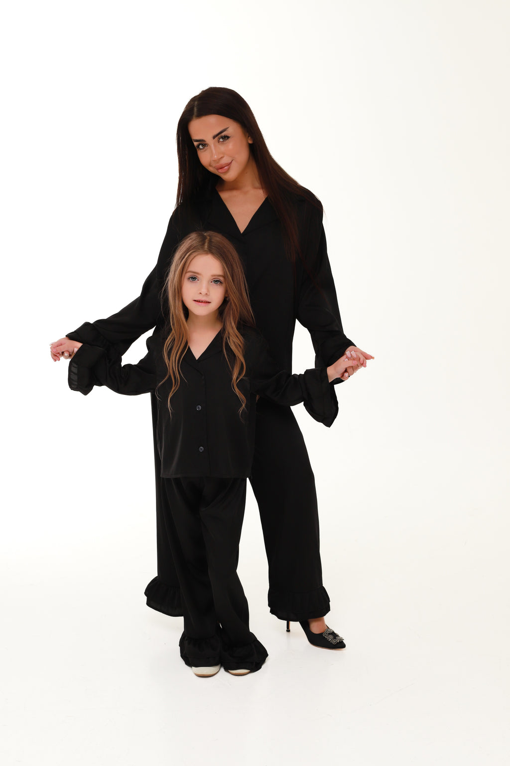 ПІЖАМНИЙ FAMILY LOOK (мама + донечка) ЧОРНИЙ
