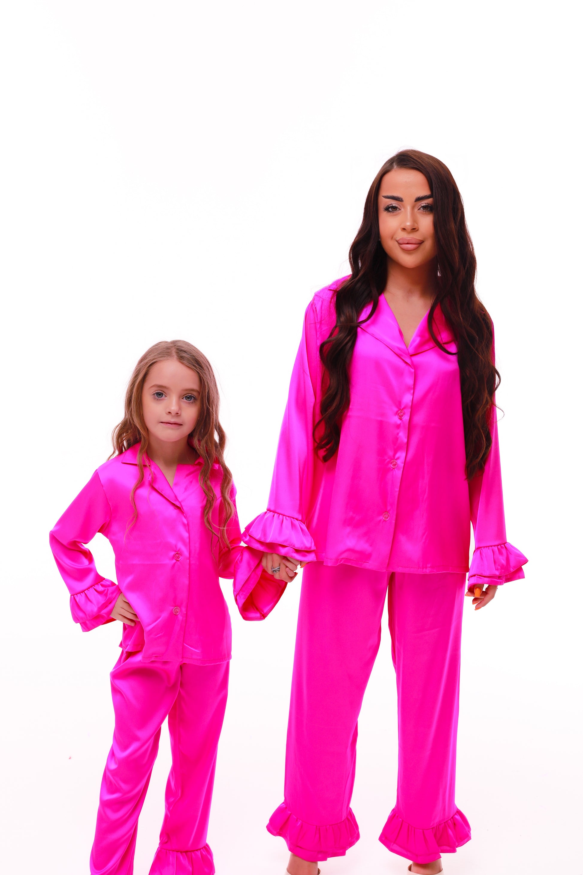 ДИТЯЧА ПІЖАМА З РЮШАМИ ФУКСІЯ