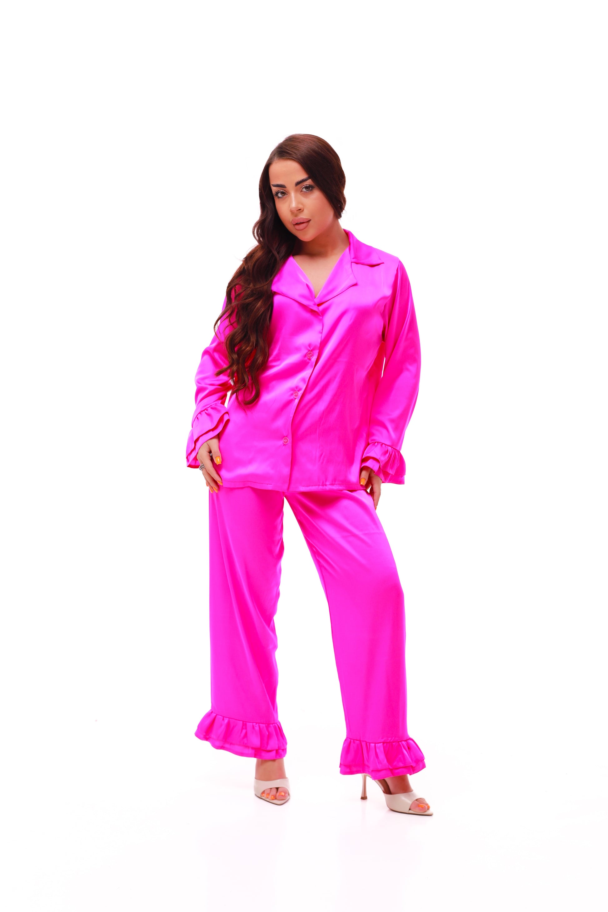 ПІЖАМА З РЮШАМИ ФУКСІЯ