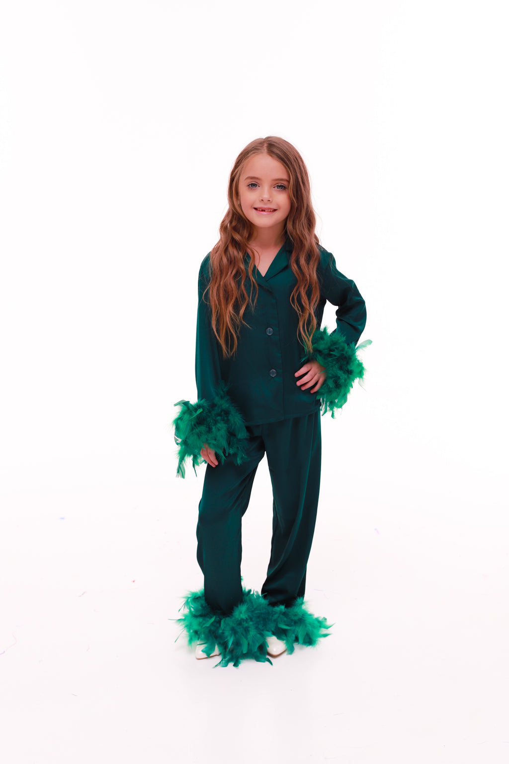 ДИТЯЧА ПІЖАМА З ПІРʼЯМ СМАРАГД