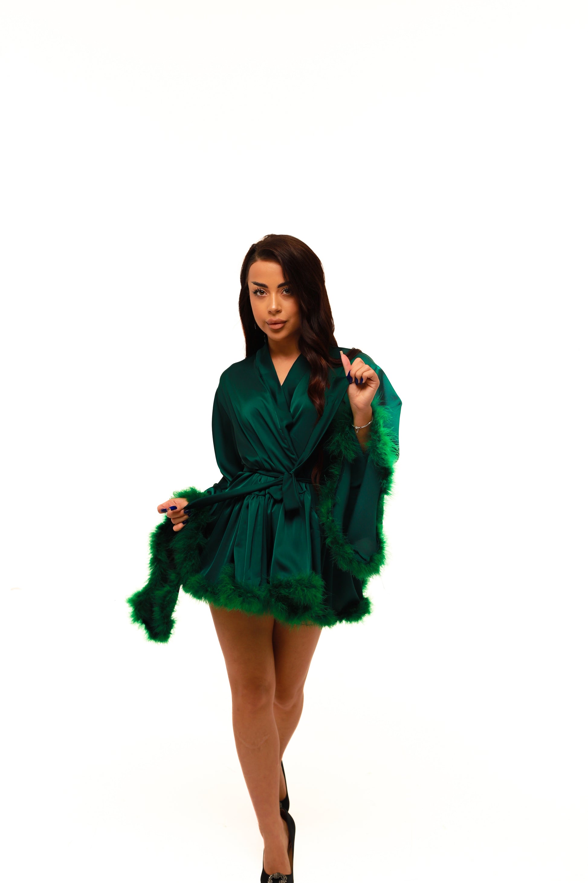 ХАЛАТ - ВОЛАН З ПУШКОМ СМАРАГД