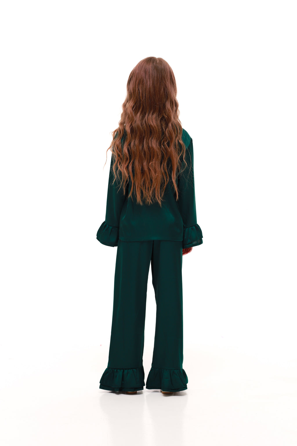 ДИТЯЧА ПІЖАМА З РЮШАМИ СМАРАГД