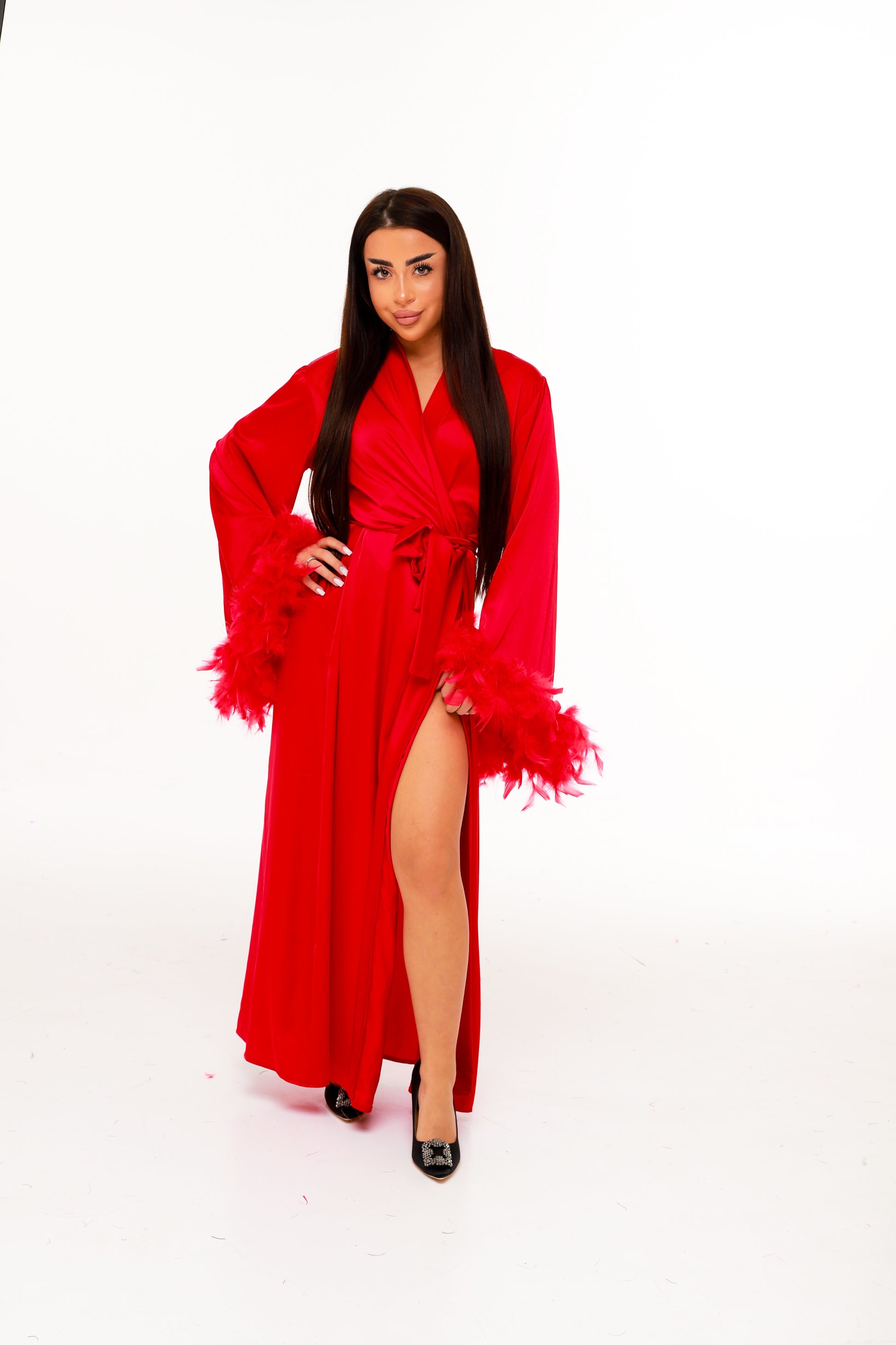 ХАЛАТ З ПІР’ЯМ ЧЕРВОНИЙ