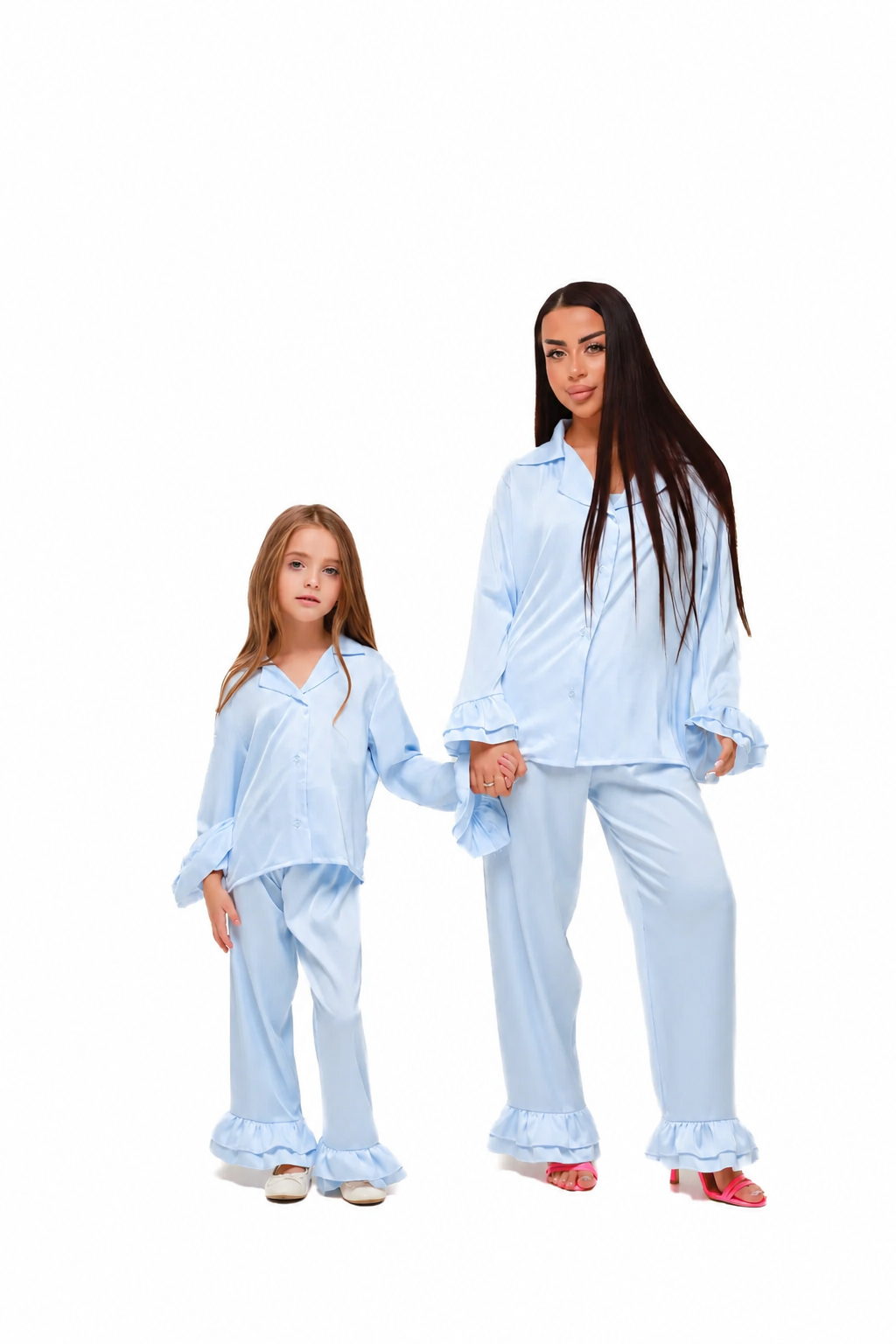 ПІЖАМНИЙ FAMILY LOOK (мама + донечка) БЛАКИТНИЙ