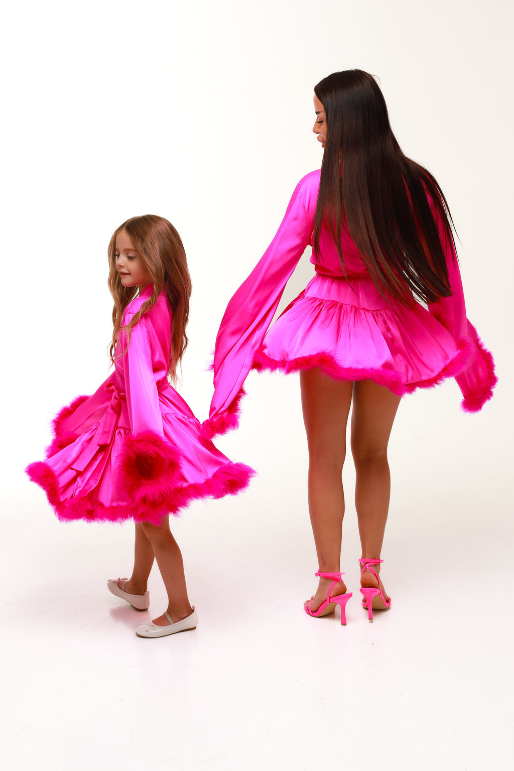 FAMILY LOOK ВОЛАН (мама + донечка) ФУКСІЯ