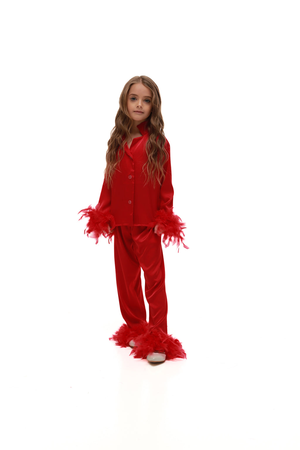 ДИТЯЧА ПІЖАМА З ПІРʼЯМ ЧЕРВОНА