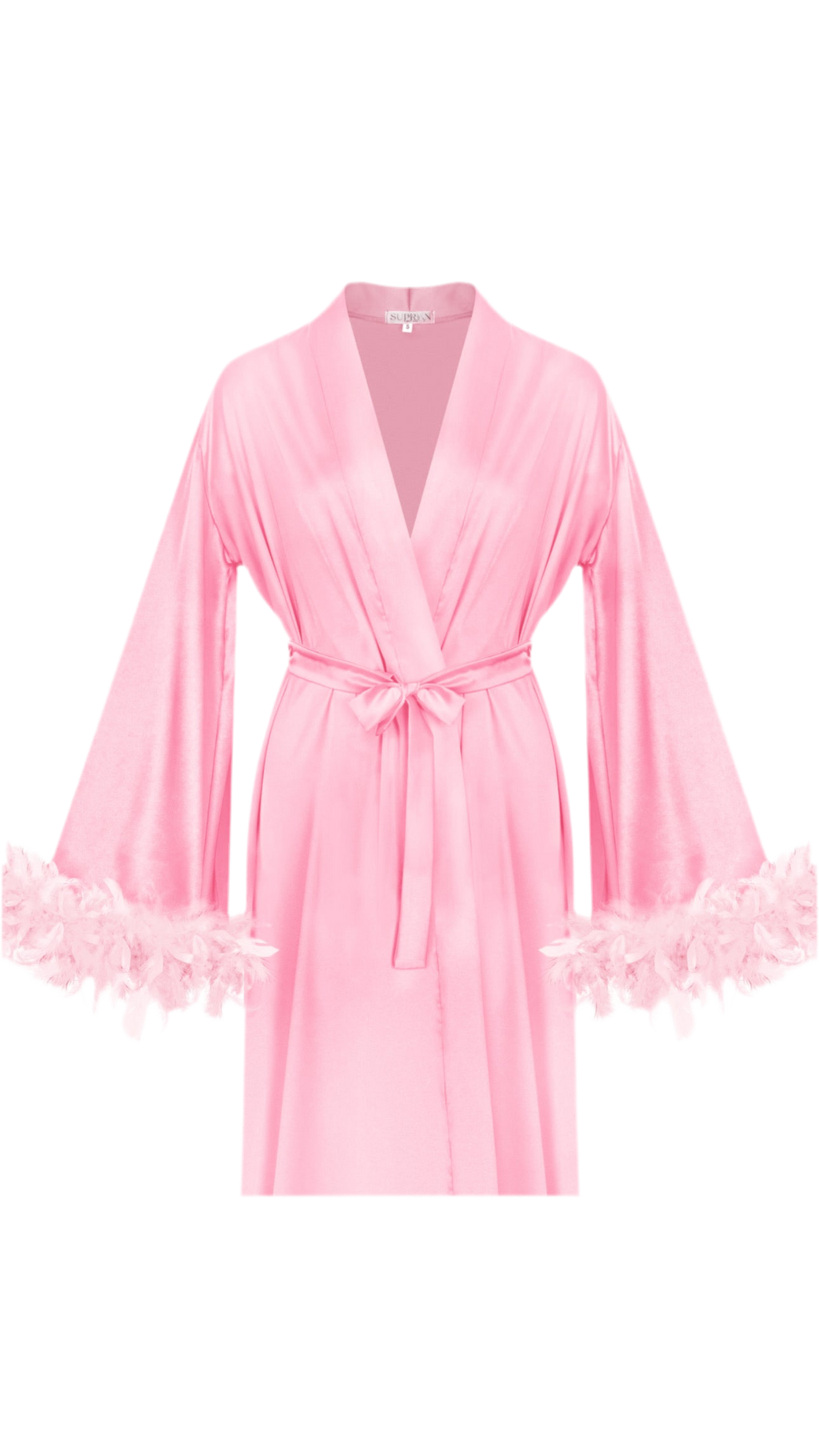 ХАЛАТ З ПІР’ЯМ НІЖНО - РОЖЕВИЙ короткий