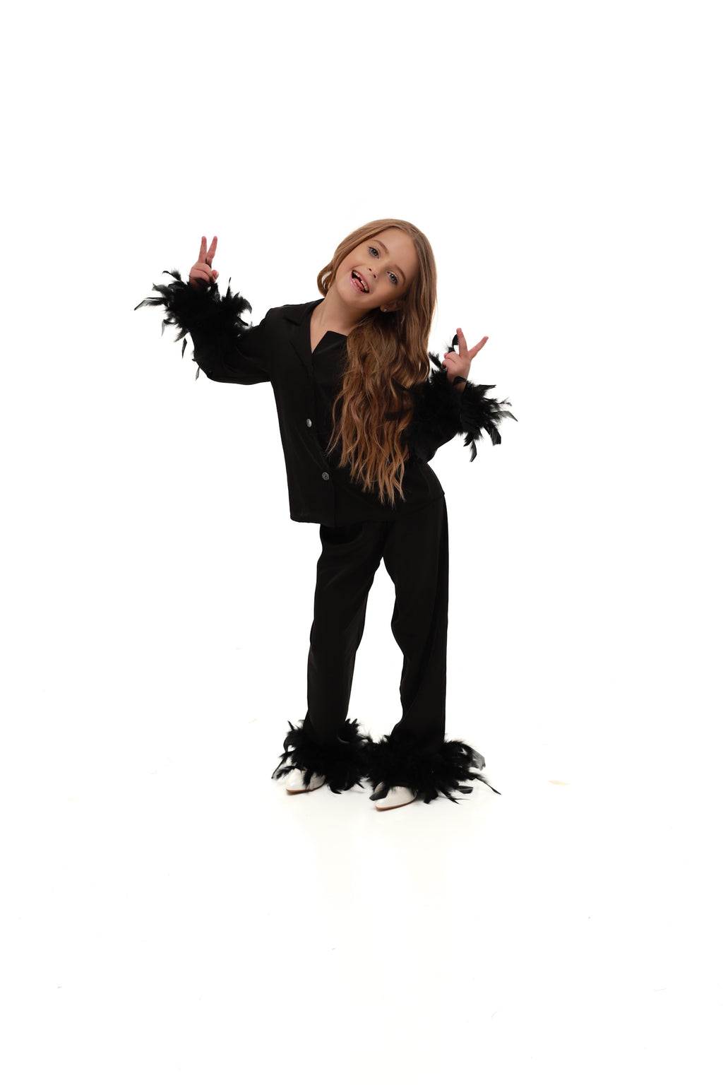 ДИТЯЧА ПІЖАМА З ПІРʼЯМ ЧОРНА