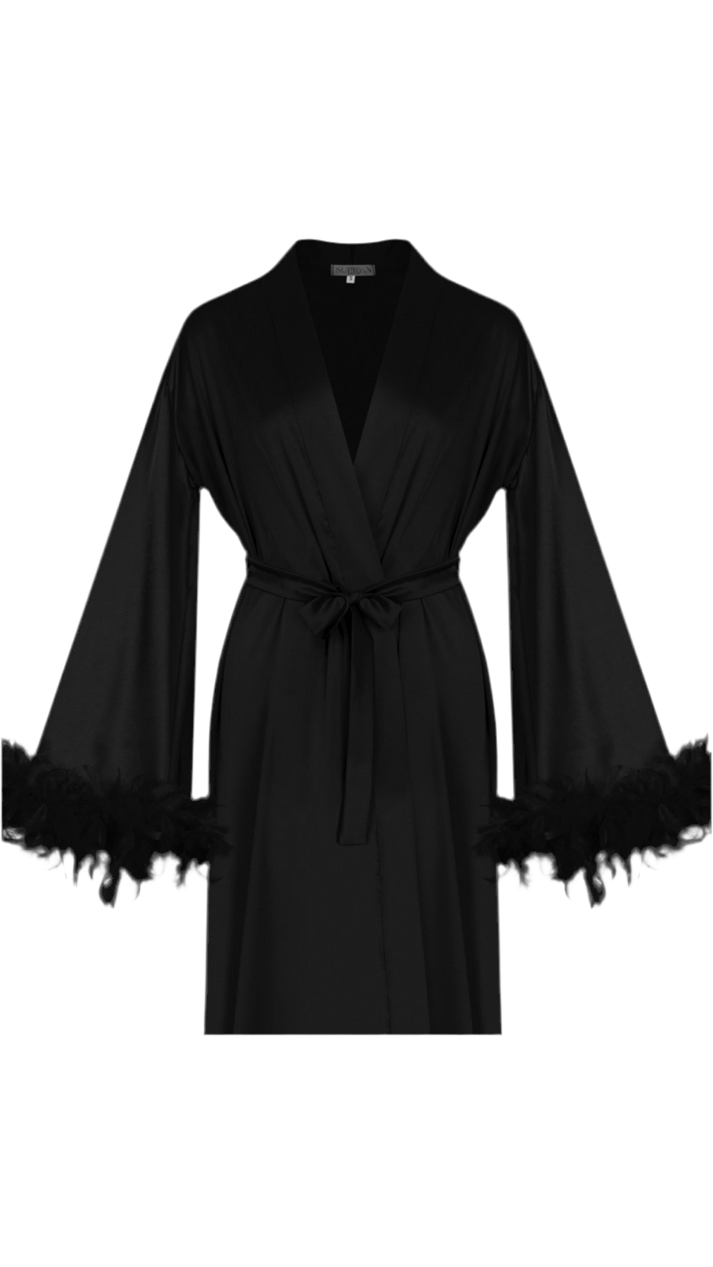 ХАЛАТ З ПІР’ЯМ ЧОРНИЙ короткий