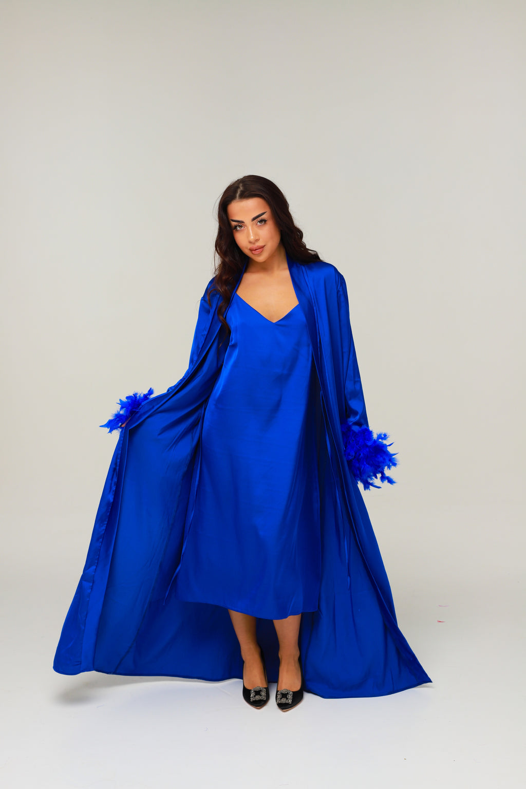 ШОВКОВА СОРОЧКА КЛАСИЧНА ЕЛЕКТРИК МАКСІ