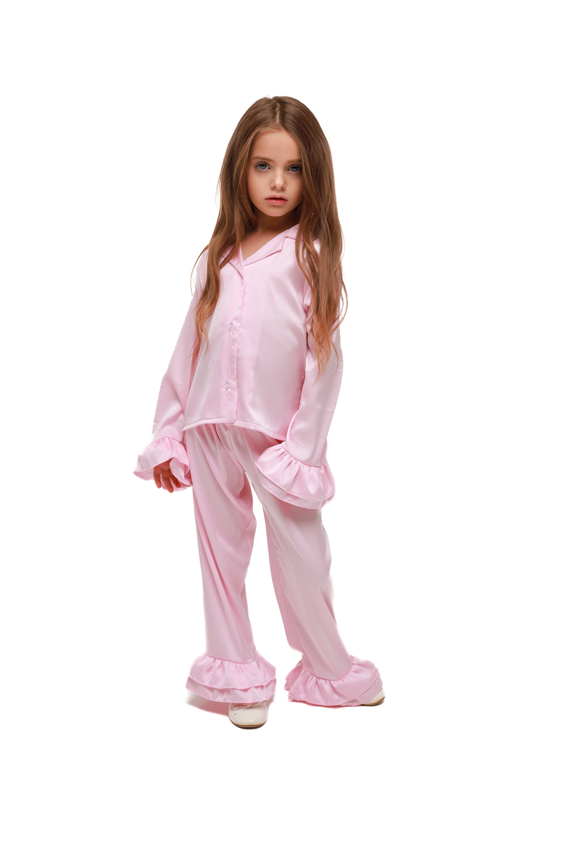 ДИТЯЧА ПІЖАМА З РЮШАМИ НІЖНО-РОЖЕВА