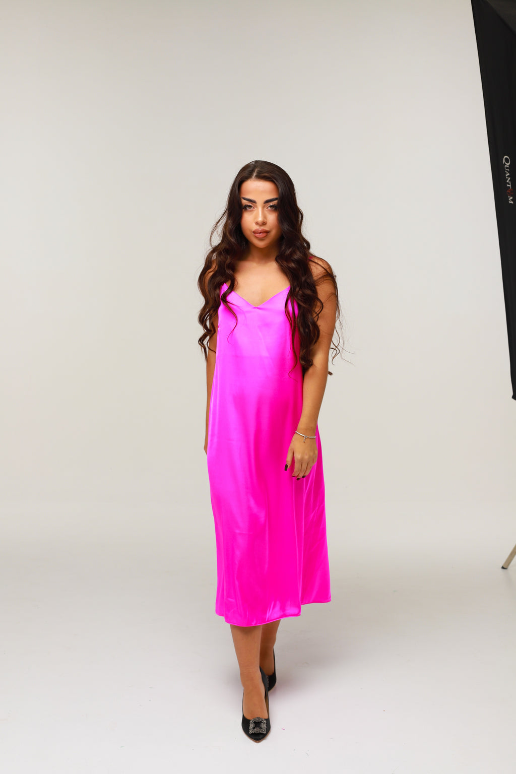 ШОВКОВА СОРОЧКА КЛАСИЧНА ФУКСІЯ  МАКСІ