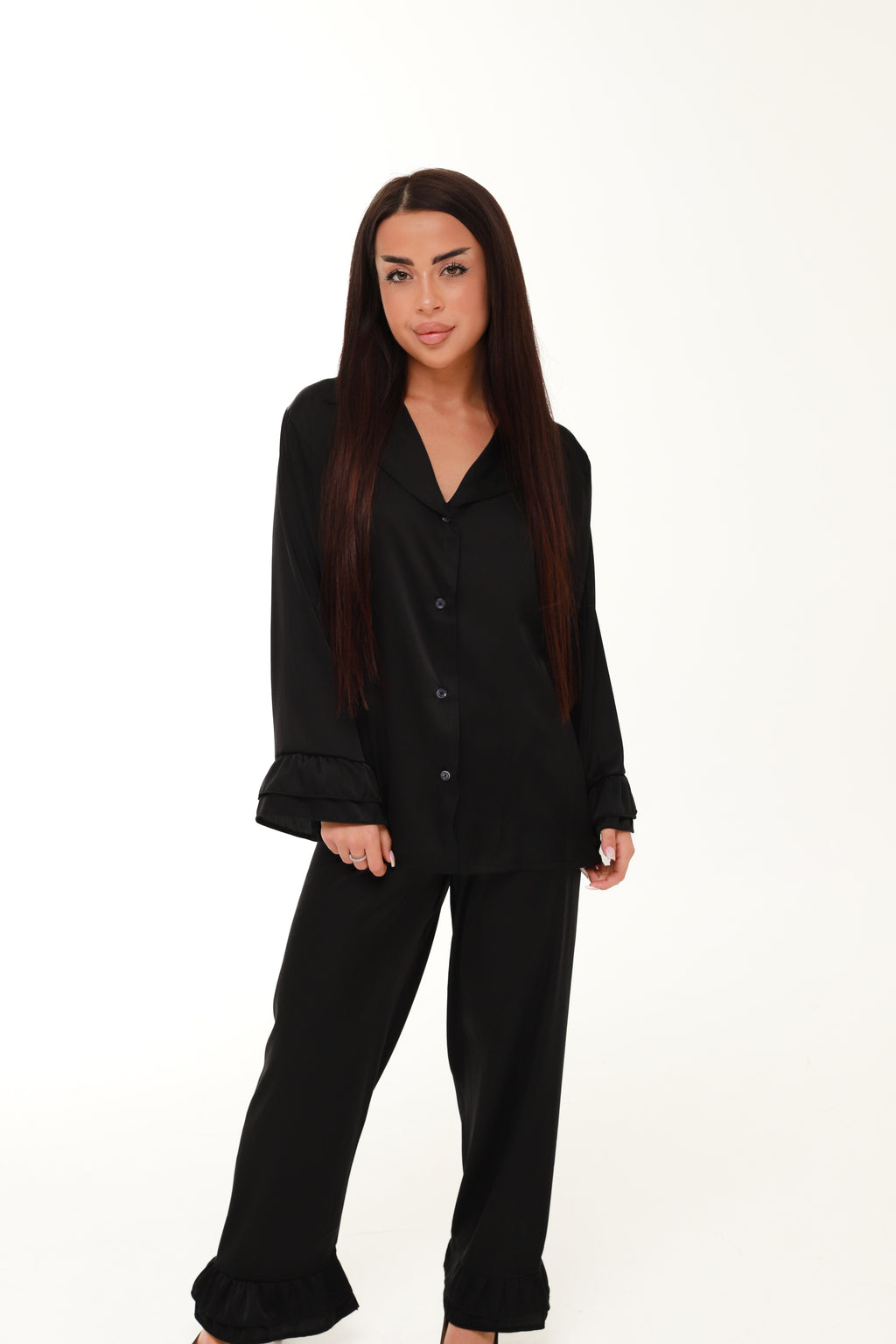 ПІЖАМНИЙ FAMILY LOOK (мама + донечка) ЧОРНИЙ