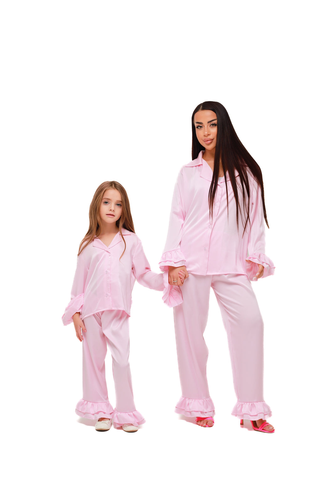 ПІЖАМНИЙ FAMILY LOOK (мама + донечка) НІЖНО - РОЖЕВИЙ