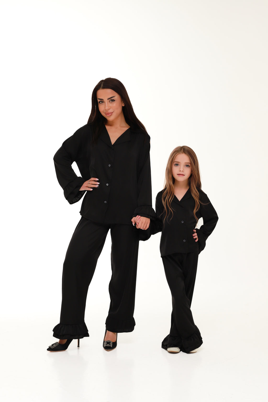 ПІЖАМНИЙ FAMILY LOOK (мама + донечка) ЧОРНИЙ