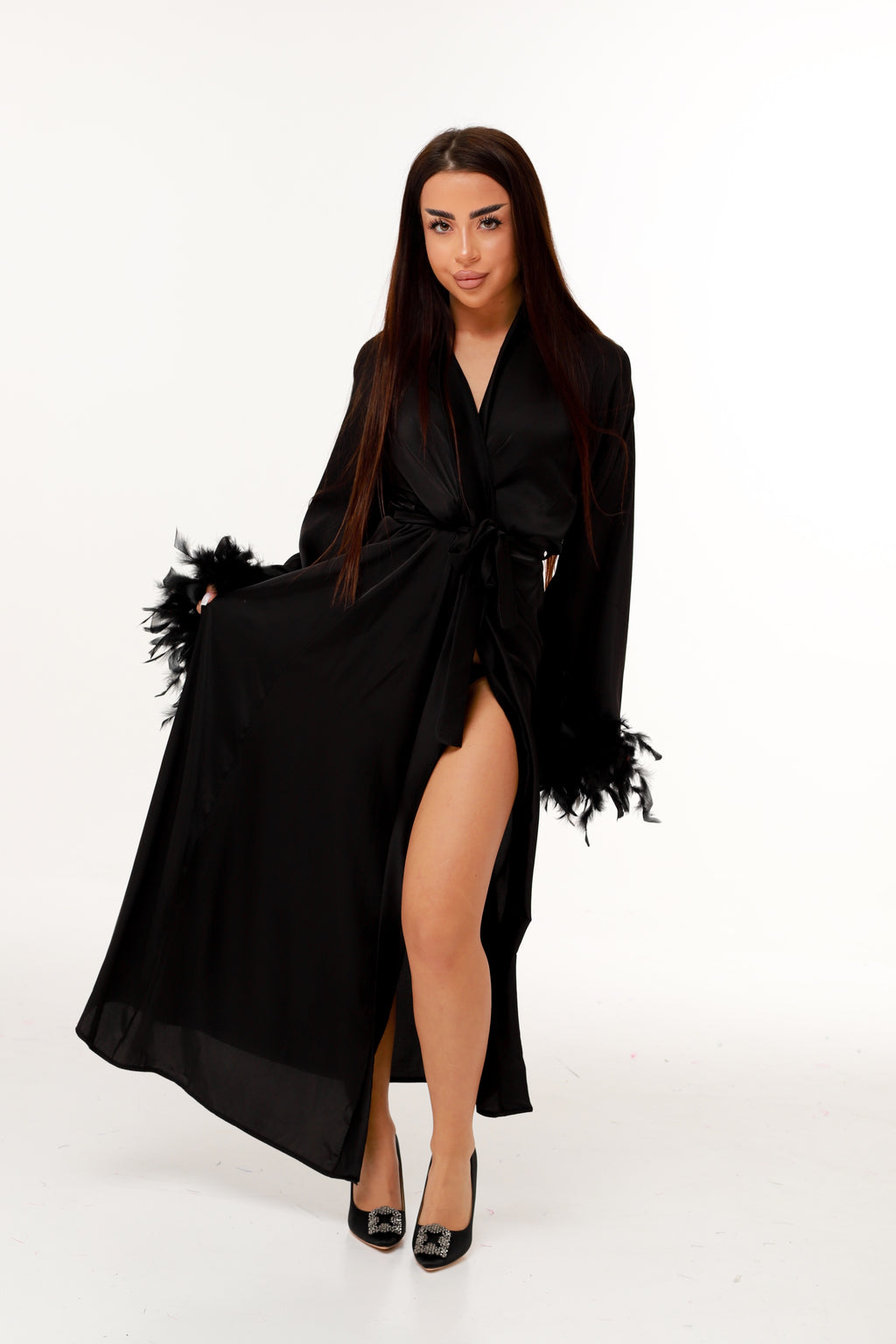 ХАЛАТ З ПІР’ЯМ ЧОРНИЙ