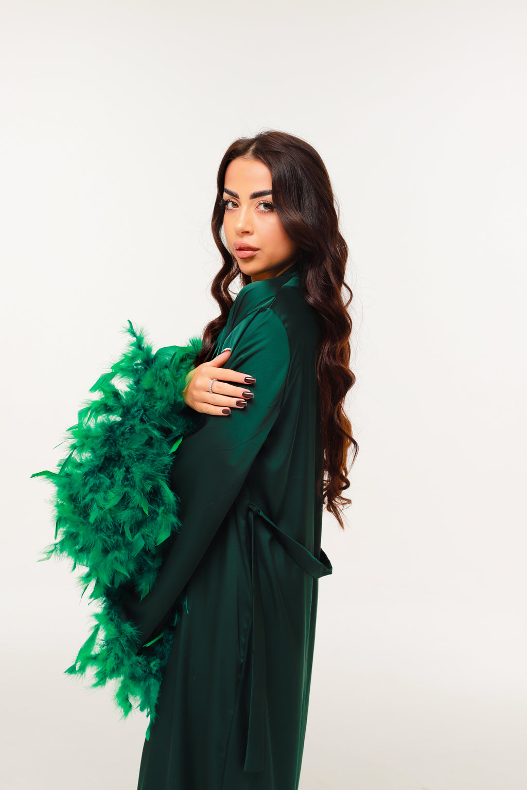 ШОВКОВА СОРОЧКА КЛАСИЧНА СМАРАГД МАКСІ