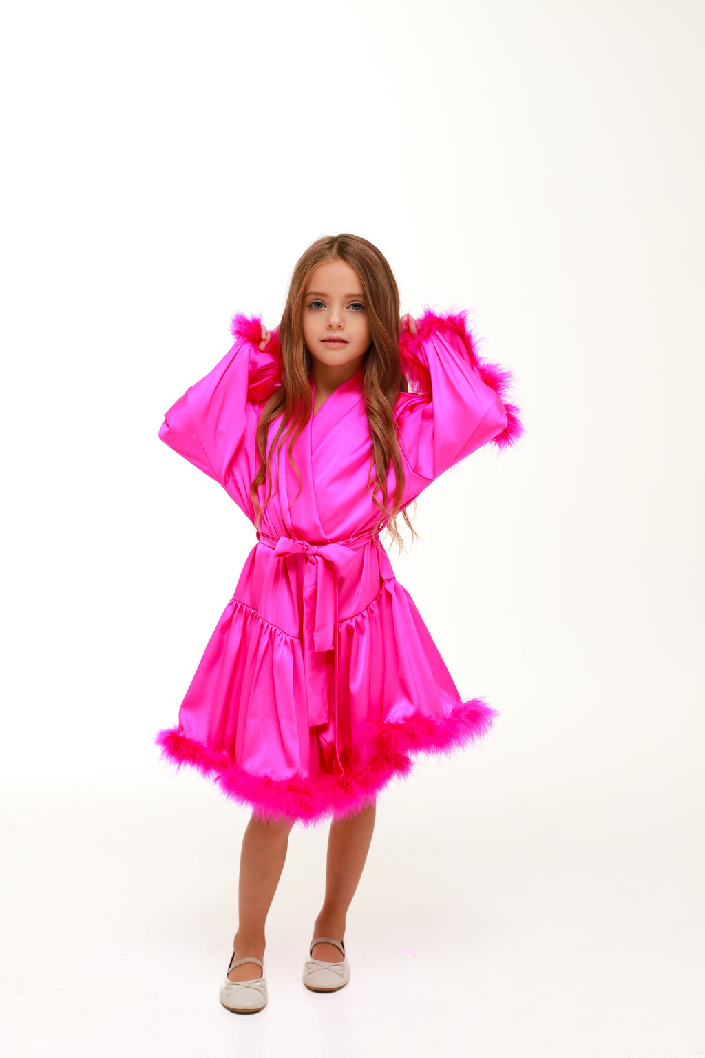 FAMILY LOOK ВОЛАН (мама + донечка) ФУКСІЯ