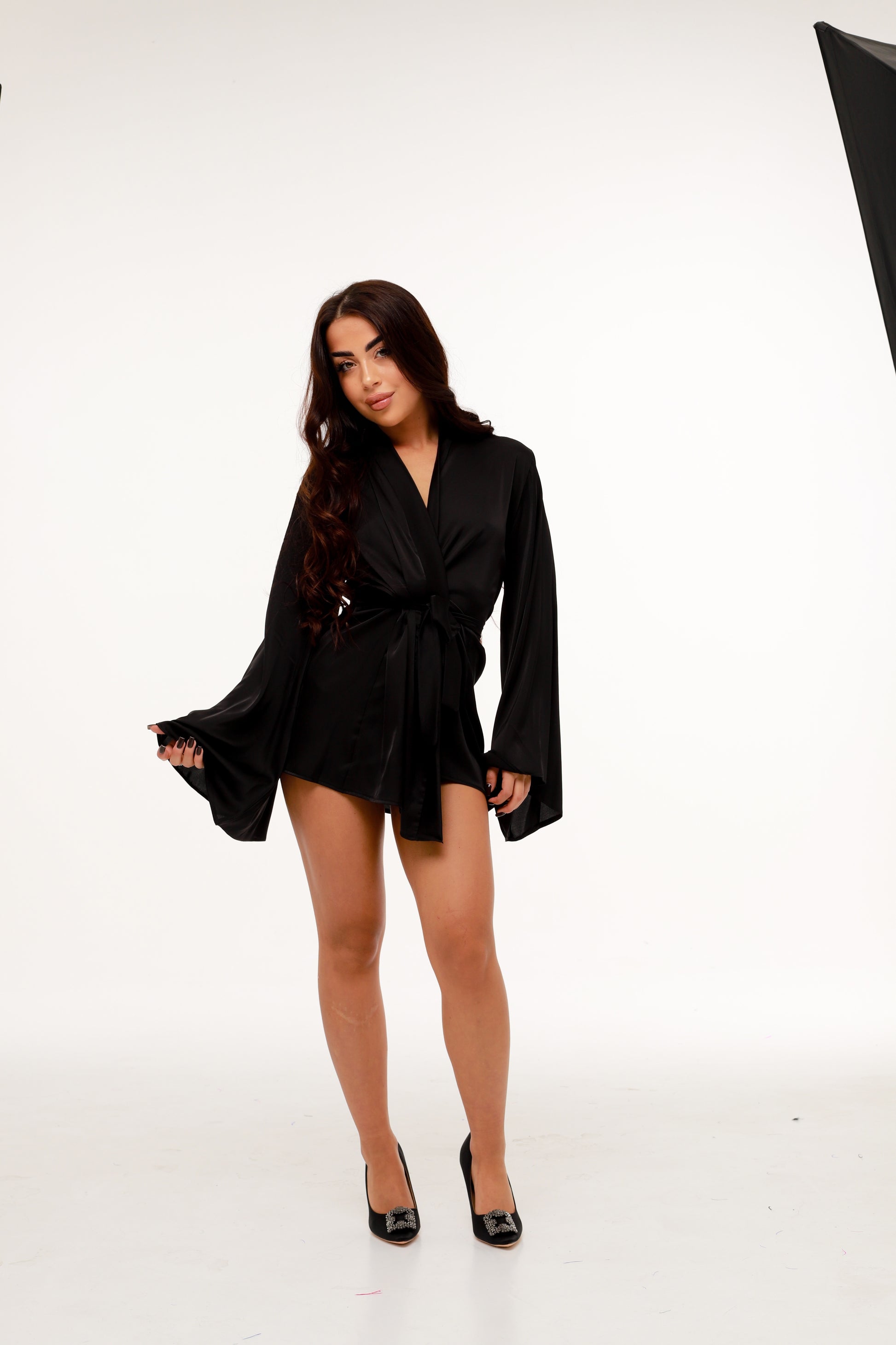 КЛАСИЧНИЙ ХАЛАТ МІНІ ЧОРНИЙ