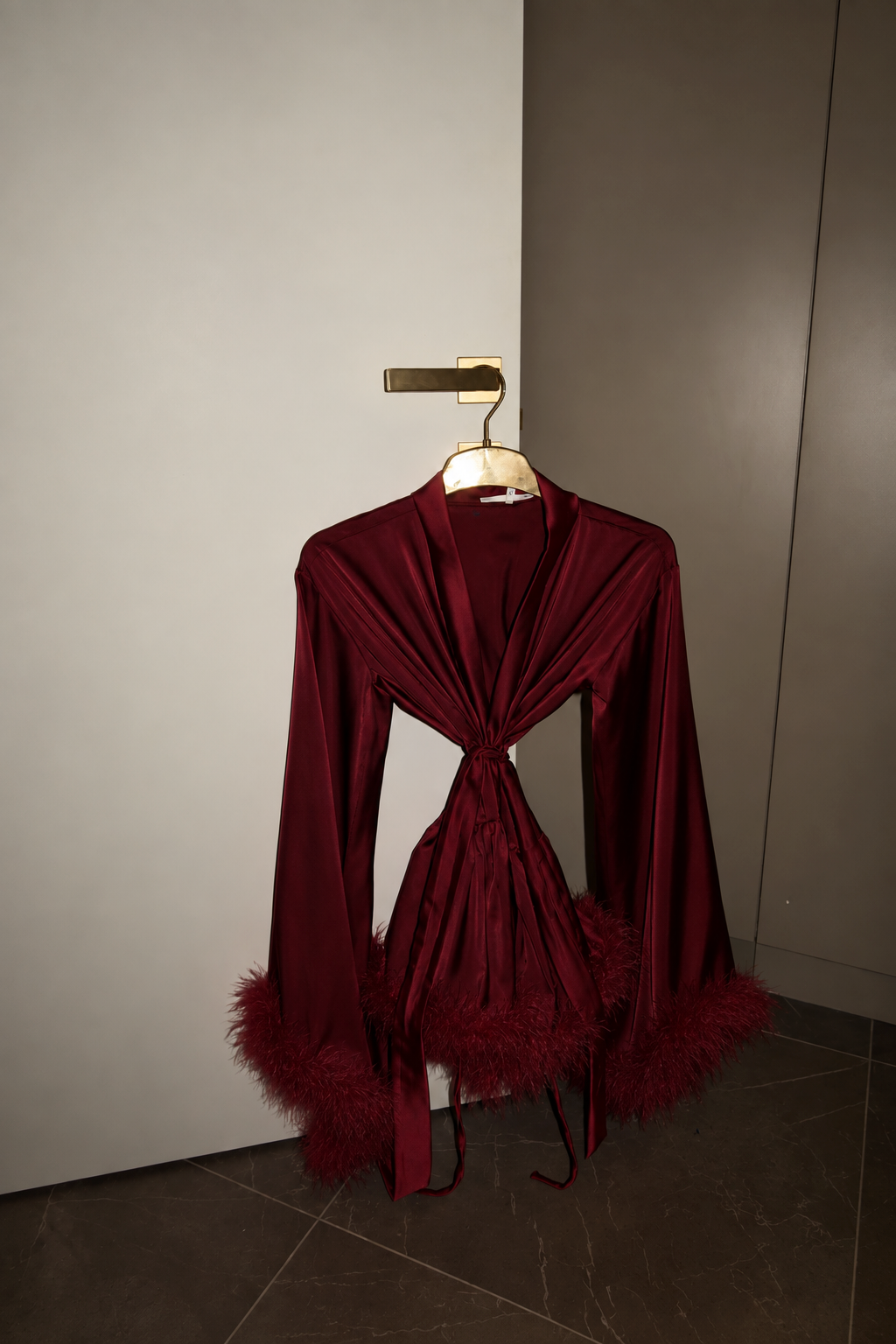 ХАЛАТ - ВОЛАН З ПУШКОМ БУРГУНДІ