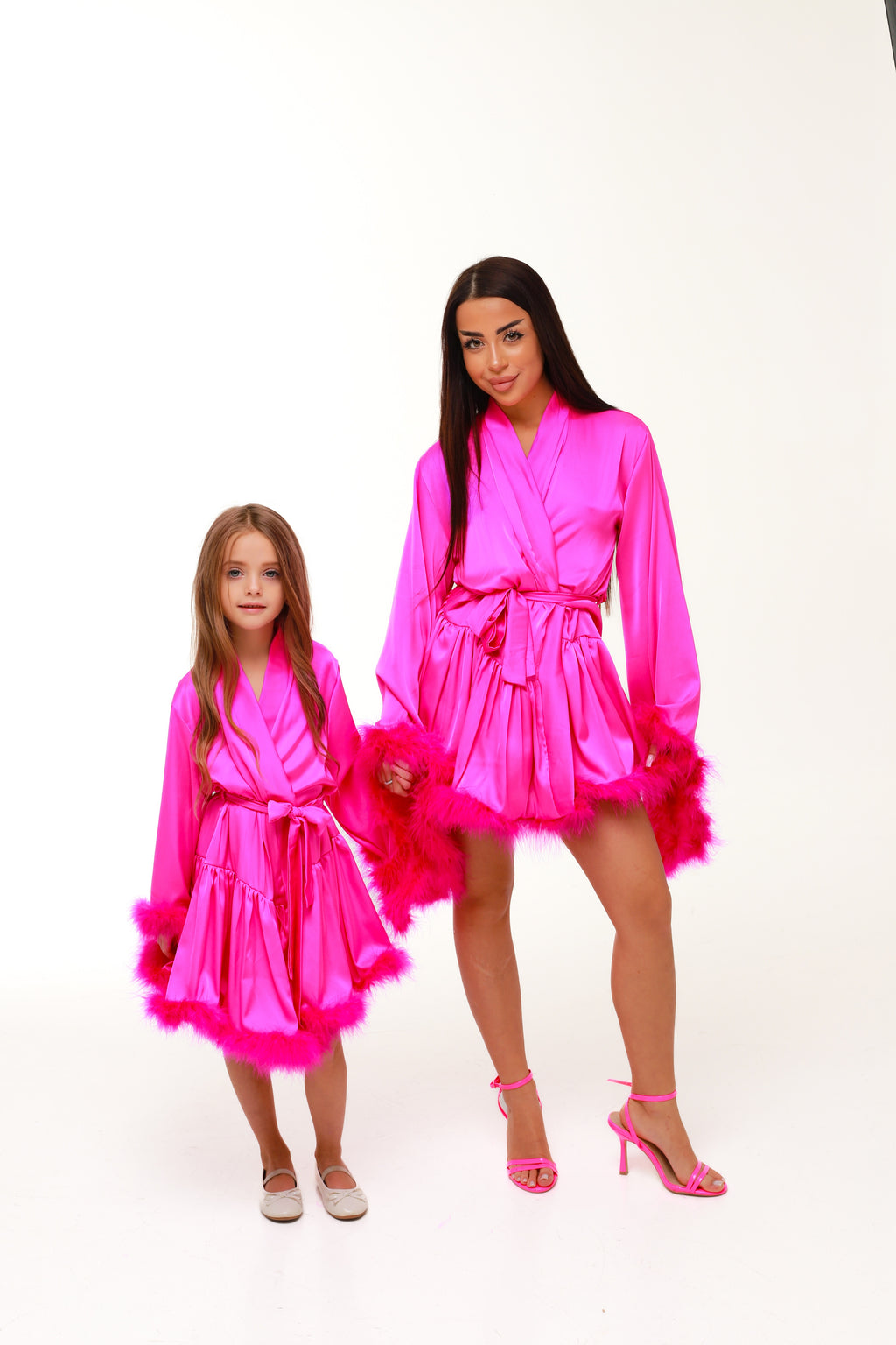 FAMILY LOOK ВОЛАН (мама + донечка) ФУКСІЯ