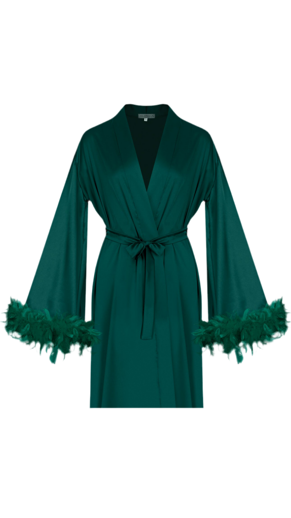 ХАЛАТ З ПІР’ЯМ СМАРАГД короткий