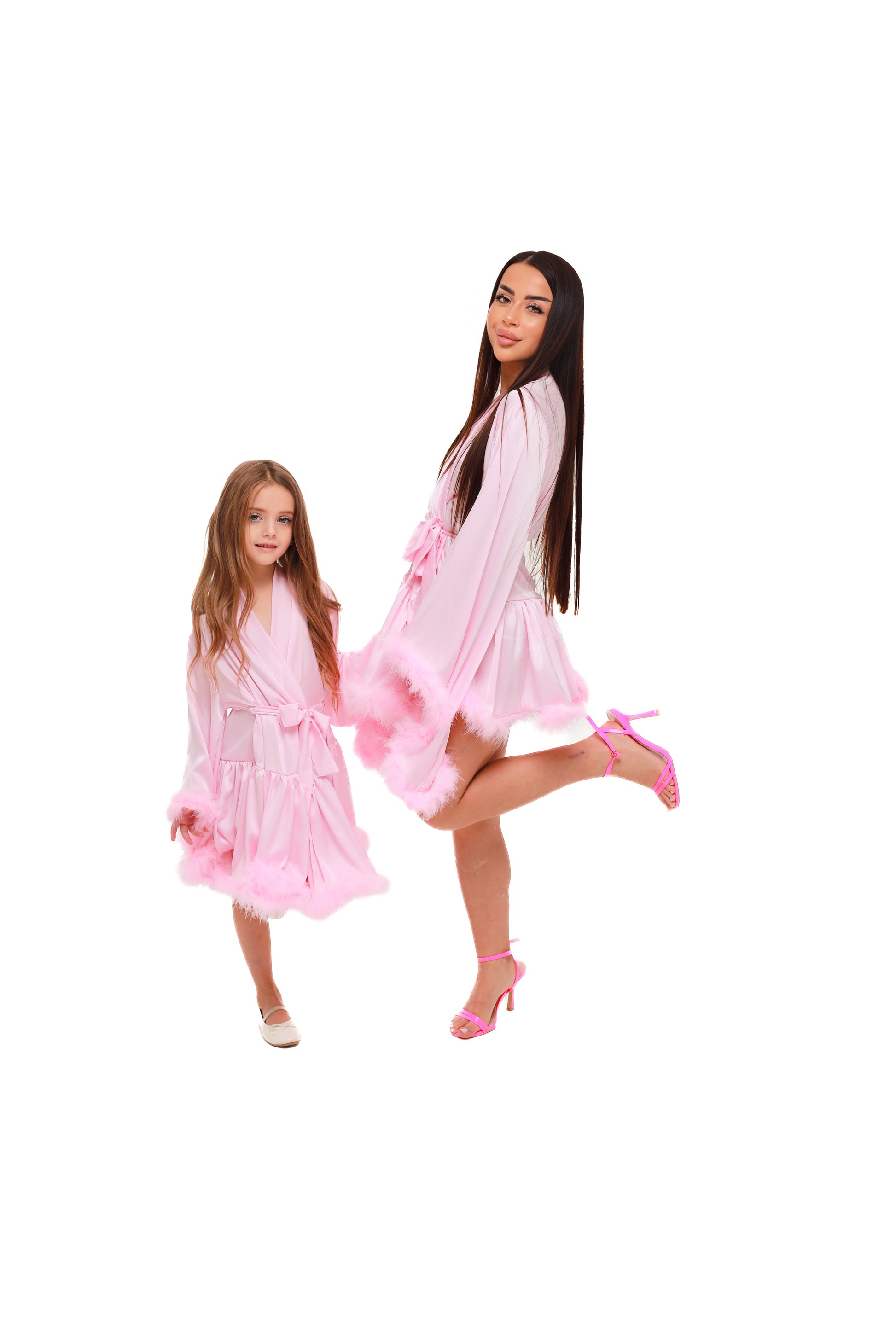 FAMILY LOOK ВОЛАН (мама + донечка) НІЖНО - РОЖЕВИЙ