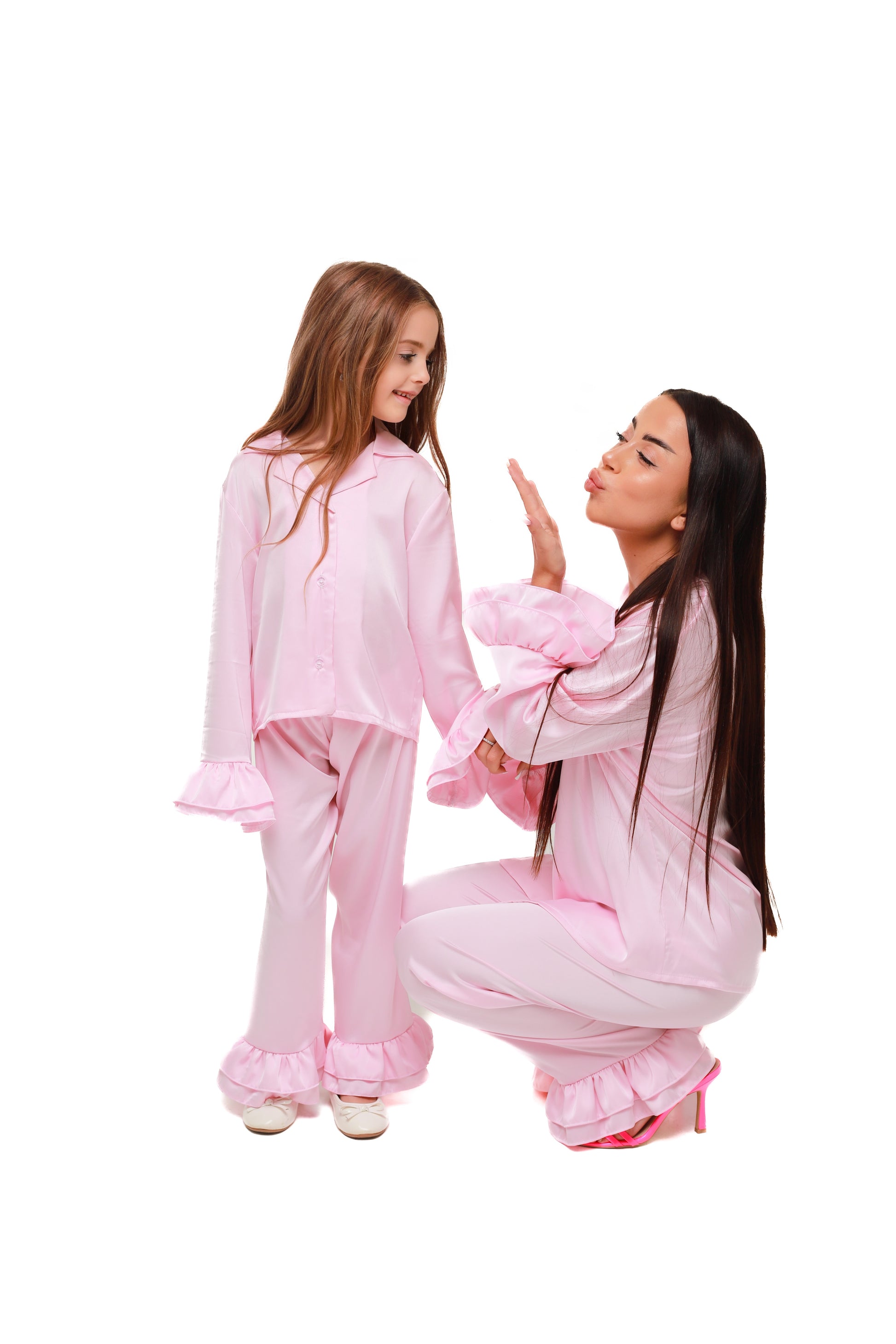 ПІЖАМНИЙ FAMILY LOOK (мама + донечка) НІЖНО - РОЖЕВИЙ