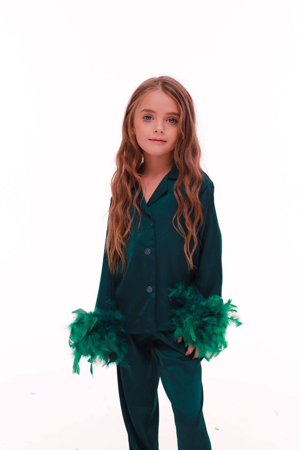 ДИТЯЧА ПІЖАМА З ПІРʼЯМ СМАРАГД