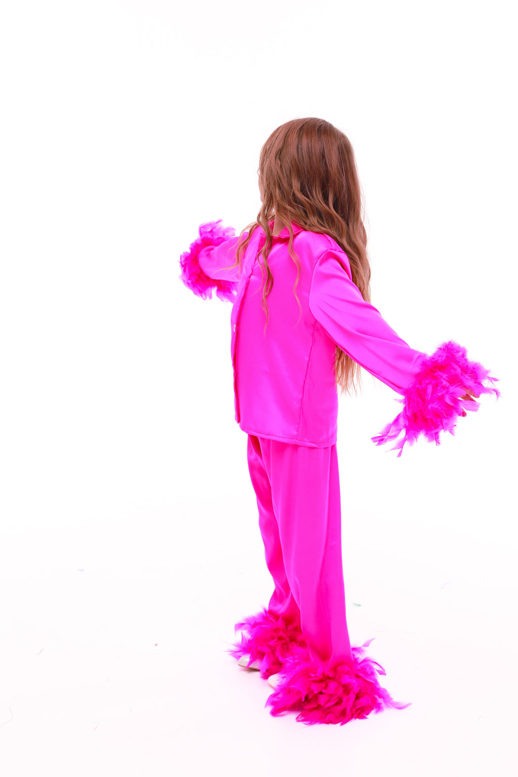 ДИТЯЧА ПІЖАМА З ПІРʼЯМ ФУКСІЯ